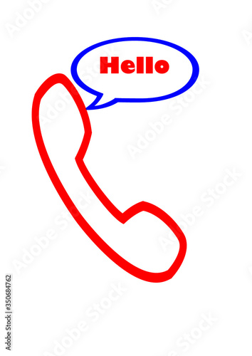 Handset and word hello vector template for text. Talking on the phone. Greetings. Background image. Place for text. Poster. External advertising. Template for text. Abstraction.