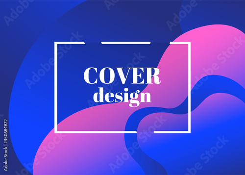 Abstract trendy fluid wavy neon horisontal background. Cyan, blue, violet, moonlight, mint colors with gradient. Applicable for landing page, cover, brochure, flyer design etc. Vector illustration.