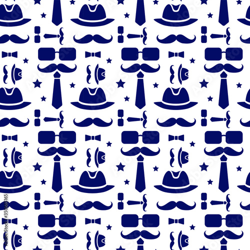seamless picture of fathers day flat set of icons on beige background
