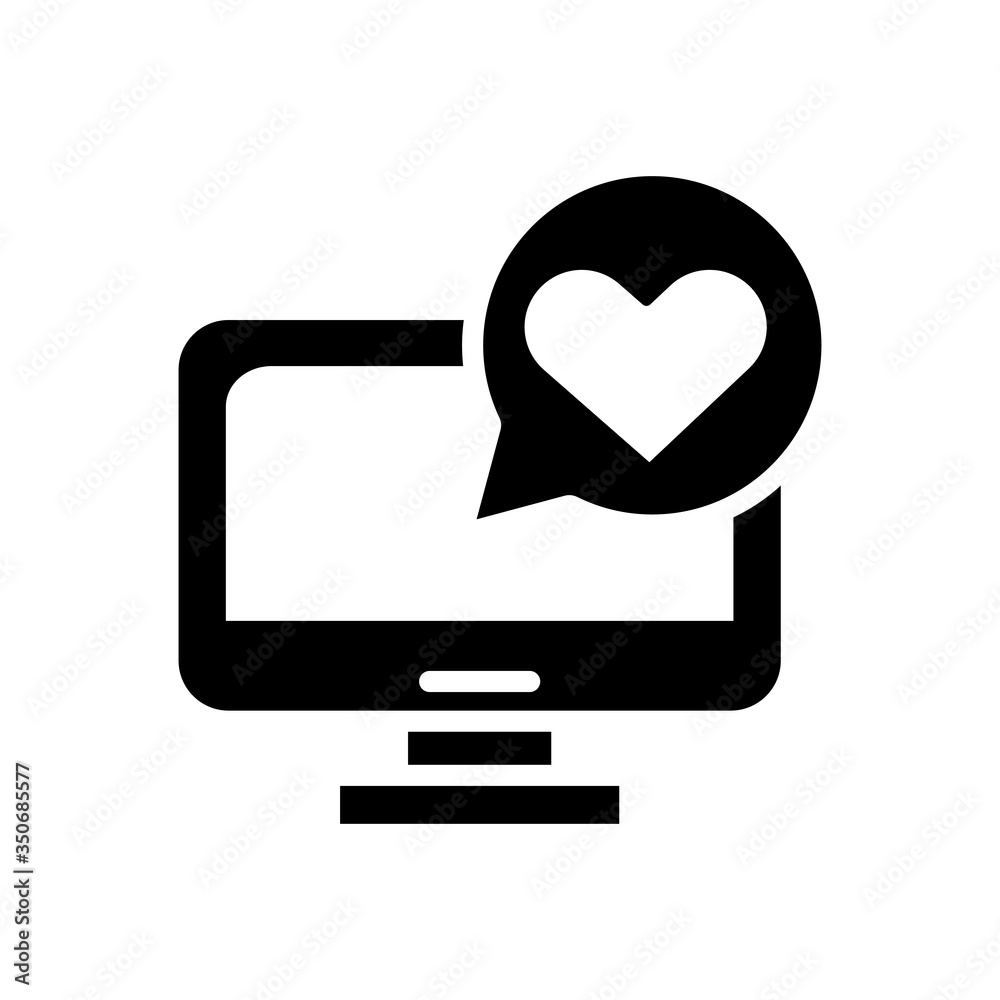 desktop with heart in speech silhouette style icon desktop with heart in speech silhouette style icon
