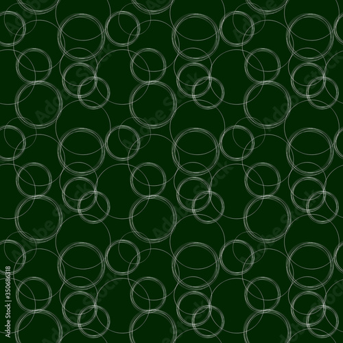 Seamless abstract geometrical white circle pattern green background - vector illustration