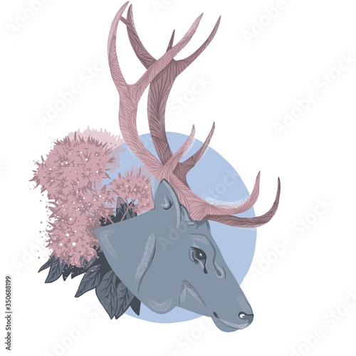 deer and oregano head on a blue circle background