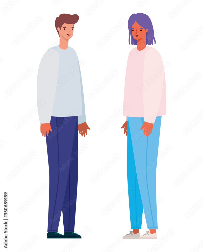 Woman and man avatar cartoon vector design Woman and man avatar cartoon vector design