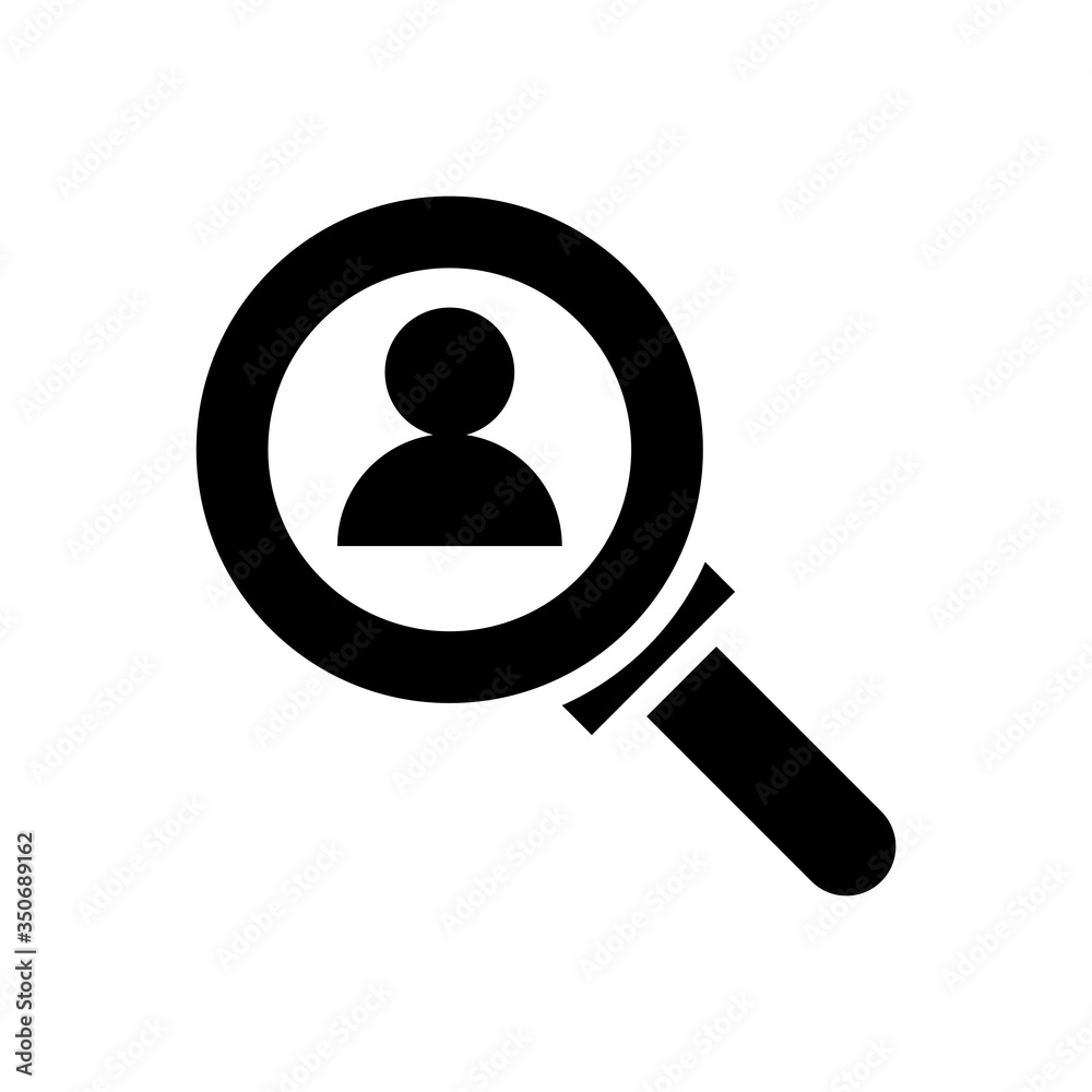 magnifying glass and person silhouette style icon magnifying glass and person silhouette style icon