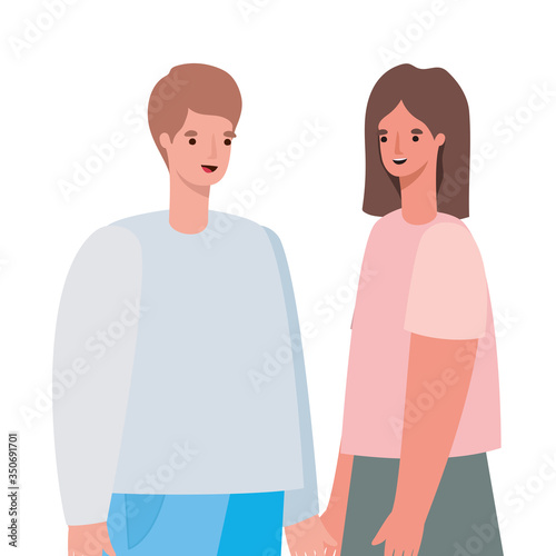 Woman and man avatar cartoon vector design