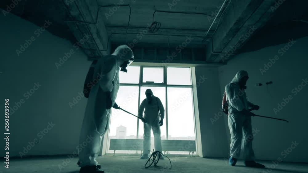 Unfurnished room is getting disinfected by the specialists Unfurnished room is getting disinfected by the specialists