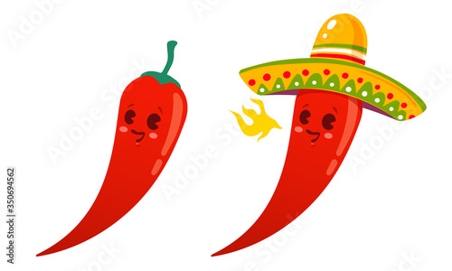 Chili pepper with flame