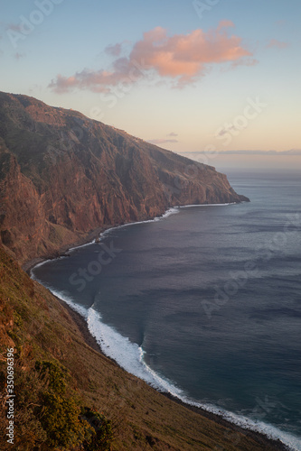 Beautiful scenic sunset view on cliffs coast of Atlantic Ocean