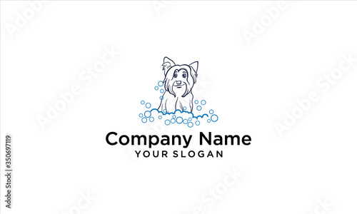 combination of dog and clean logo design