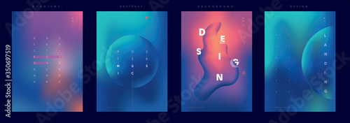 A set of vector abstract backgrounds. Gradient backgrounds, text and geometric objects. Minimalistic design.