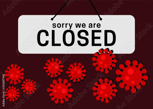 Closed due to coronavirus shop business sign