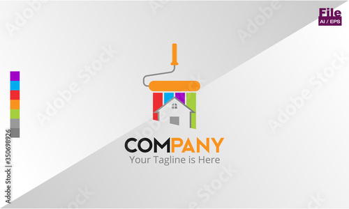 Painting service real estate construction company logo