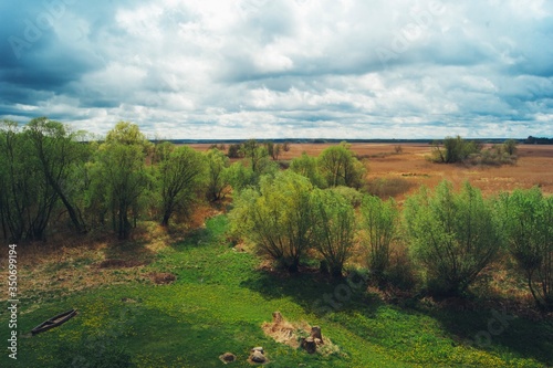 Widok z wysoka krajobraz park krajobrazowy wiosna , podlaskie, polska Europa
