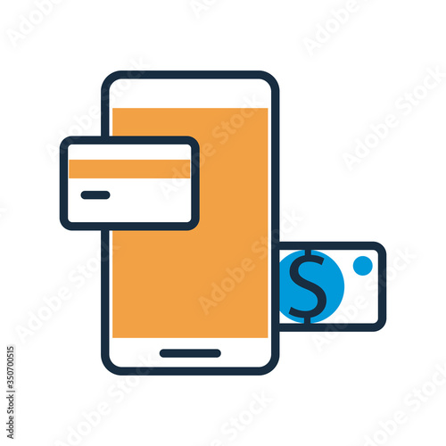 smartphone with credit card and bill fill style