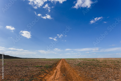 Dirt road towards tranquility blue sky © Rogrio