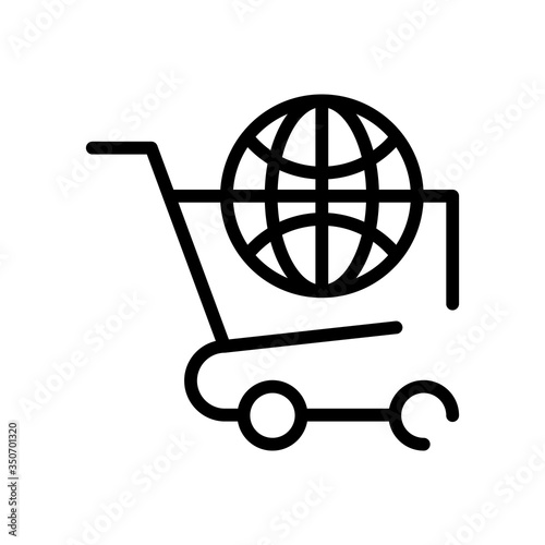 shopping cart with sphere browser line style