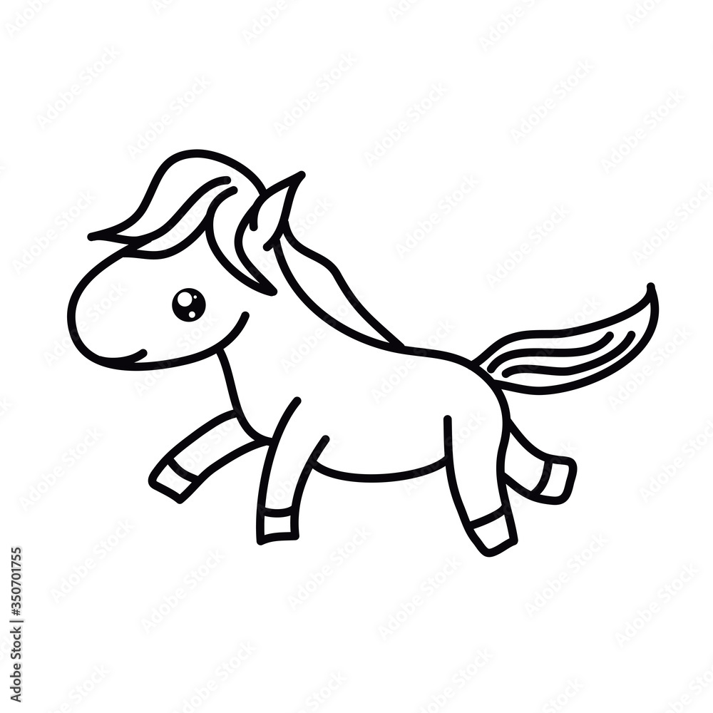 Fototapeta premium Chinese New Year kawaii zodiac animals clipart on a white background, Horse, Foal