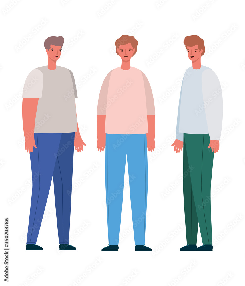 Men avatars cartoons vector design