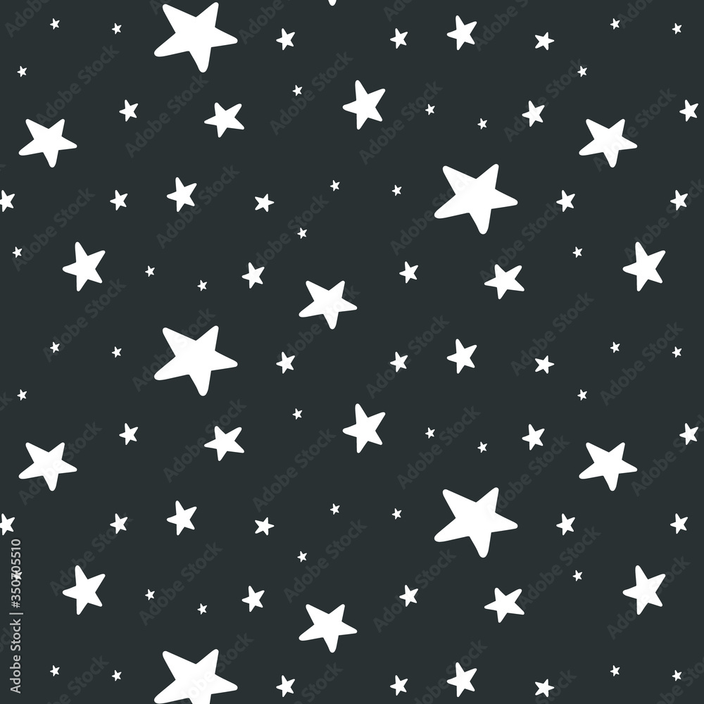 Pattern with stars. Vector doodle style pattern. Vector ornament with outer space.