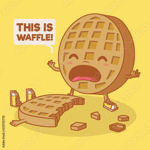 Waffle character vector illustration. Food, breakfast, kitchen, tasty design concept