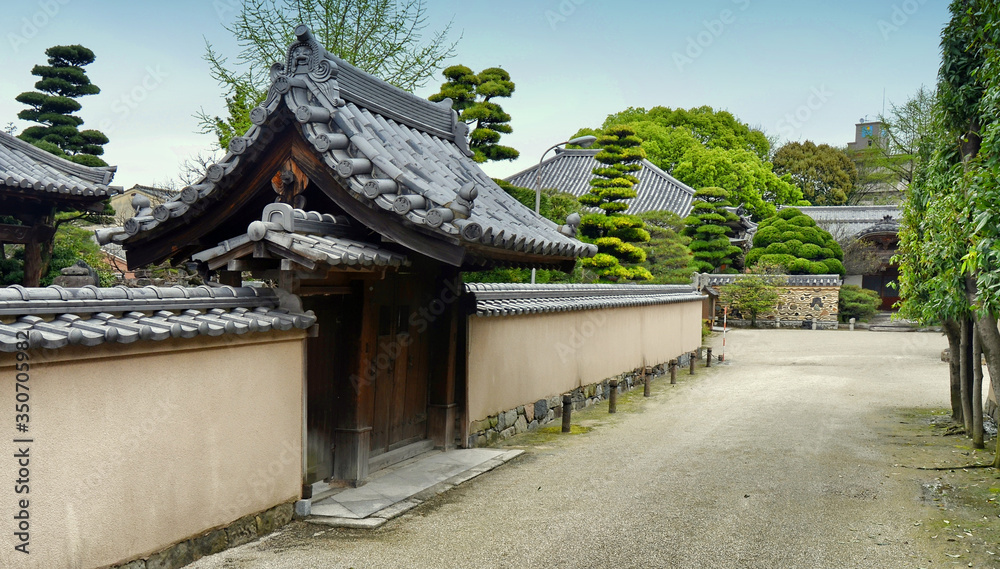 Myorakuji temple,  Rinzai school Daitokuji sect Buddhism founded in 1316. Hakata old town, Fukuoka city, Japan.