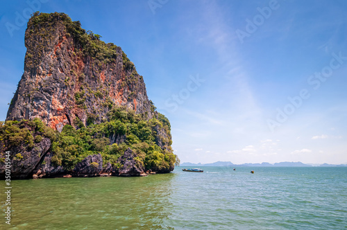 Island with trees on rocks in the Andaman sea.