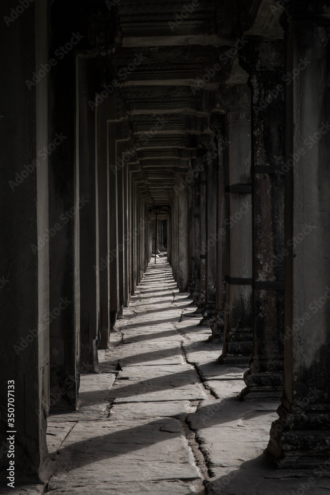 Old temple corridor, Angkor Wat