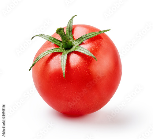 Beautiful one red tomato isolated on white