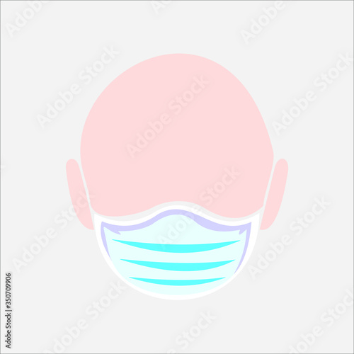 Faceless man (upper body) wearing a mask vector illustration icon / Coronavirus (influenza hay fever etc.) prevention.