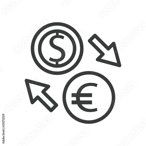 dollar and euro with arrows line style icon