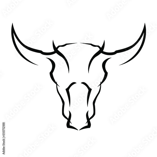 Decorative head of a bull isolated on a white background. Symbol of 2021.