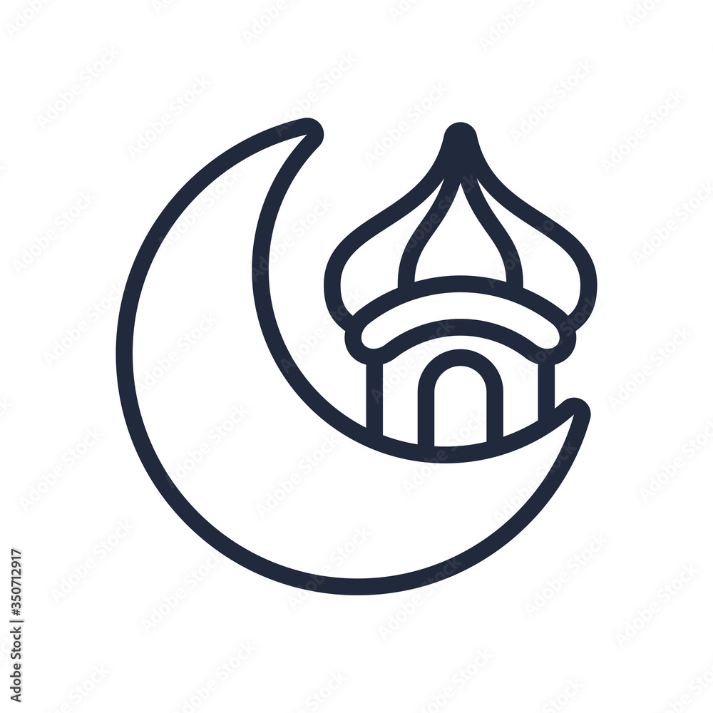 eid mubarak mosque with moon line style icon eid mubarak mosque with moon line style icon