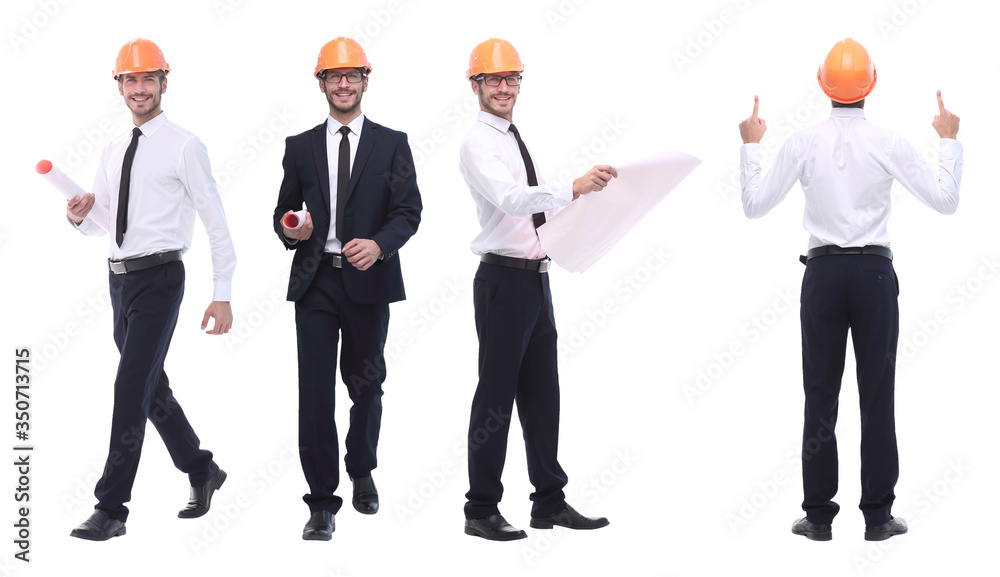 in full growth .competent engineer architect isolated on white in full growth .competent engineer architect isolated on white