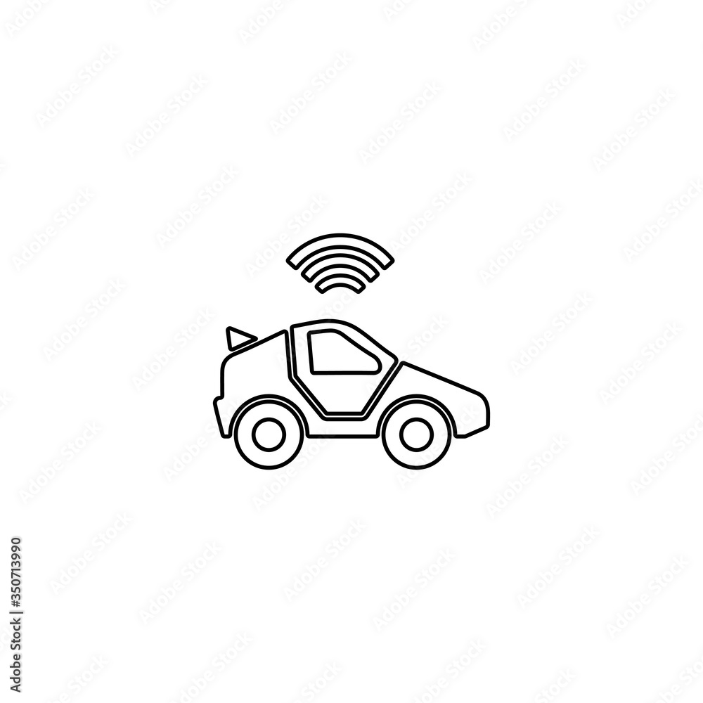 Car with wifi sign. Traffic GPS signal tracker symbol. Smart car icon with wireless internet connection. Perfect icon design for modern web and mobile concept.