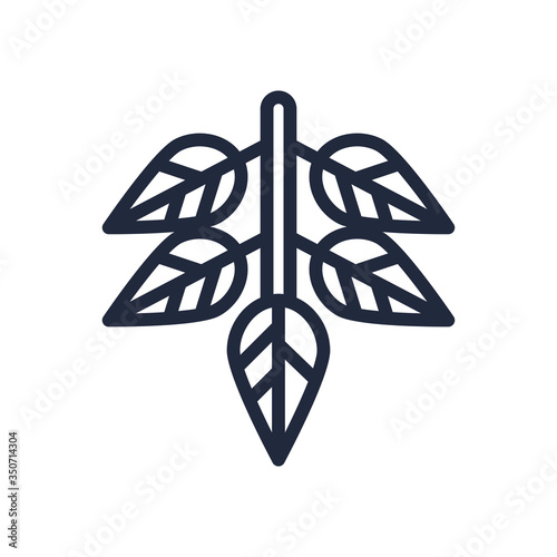 branch with leafs line style icon