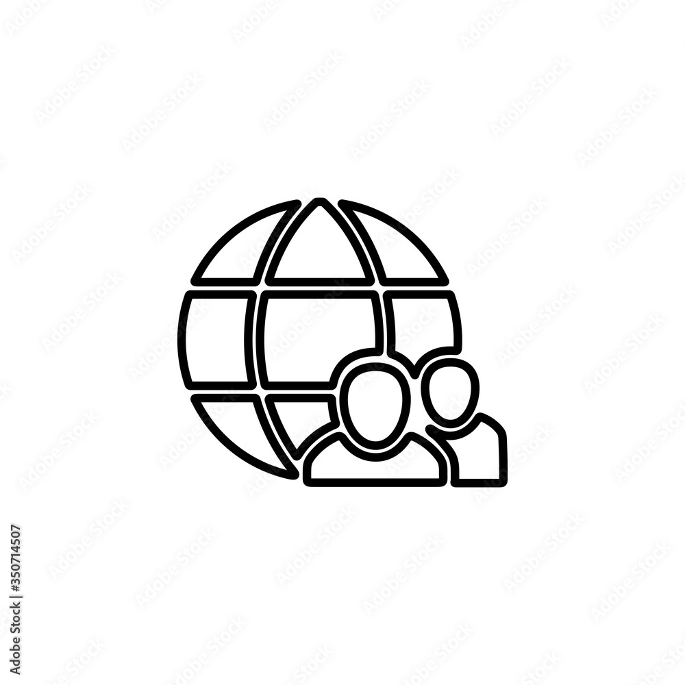 Globe with man silhouette icon. Internet user sign. Global communication symbol. Globe with man silhouette icon. Internet user sign. Global communication symbol.