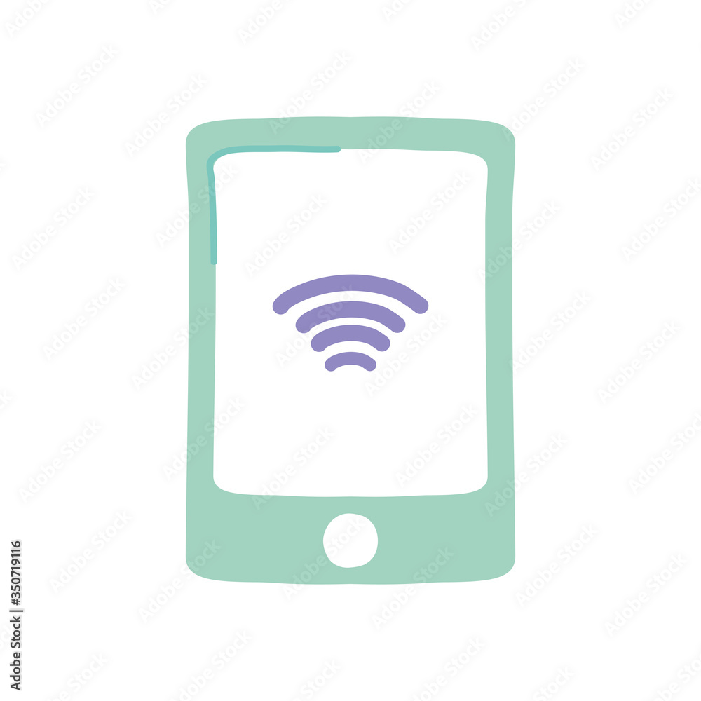 smartphone with wifi symbol on screen, flat style smartphone with wifi symbol on screen, flat style