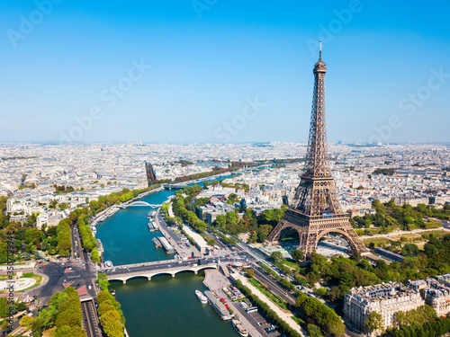 Eiffel Tower aerial view, Paris © saiko3p