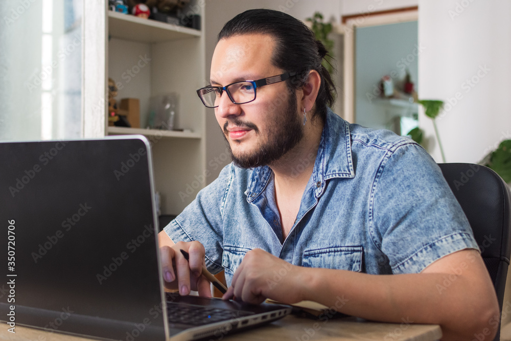 young man teleworking young man teleworking