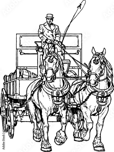 Vector Sketch of a Horse Drawn Carriage