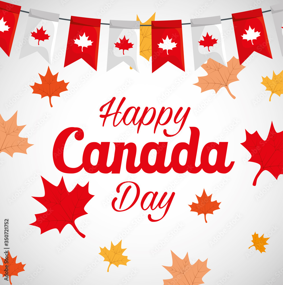 happy canada day with maple leafs decoration vector illustration design happy canada day with maple leafs decoration vector illustration design