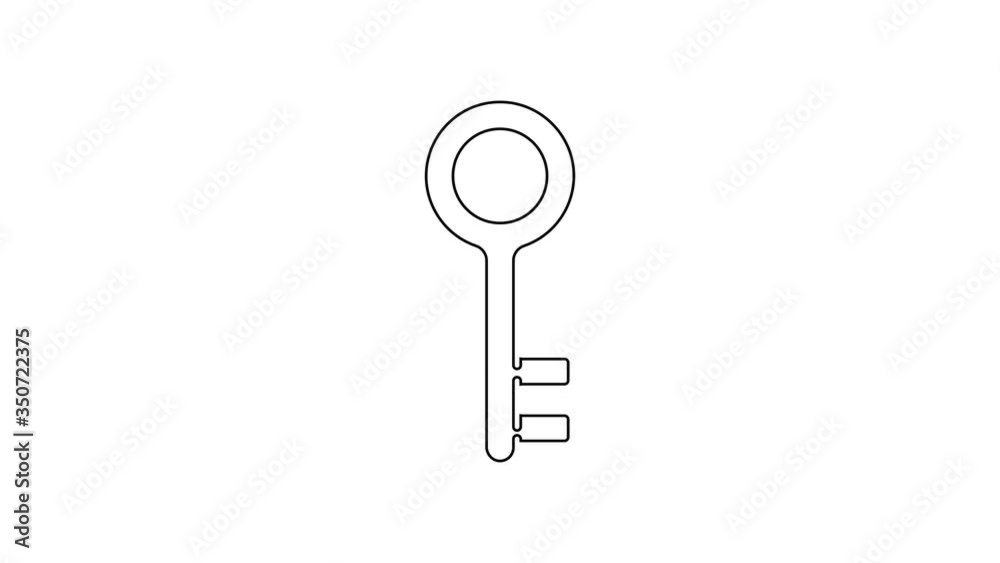Black line House key icon isolated on white background. 4K Video motion graphic animation Black line House key icon isolated on white background. 4K Video motion graphic animation