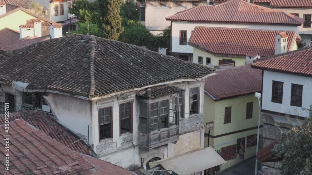 Panorama of the old town in Antalya, Kaleici. Ancient traditional houses, roof view. Panorama of the old town in Antalya, Kaleici. Ancient traditional houses, roof view.