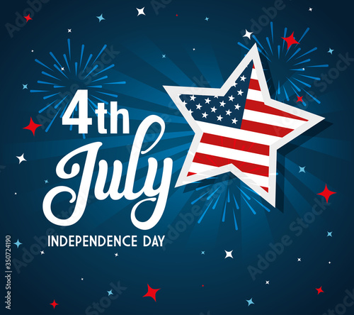 4 of july happy independence day with stars and flag usa vector illustration design