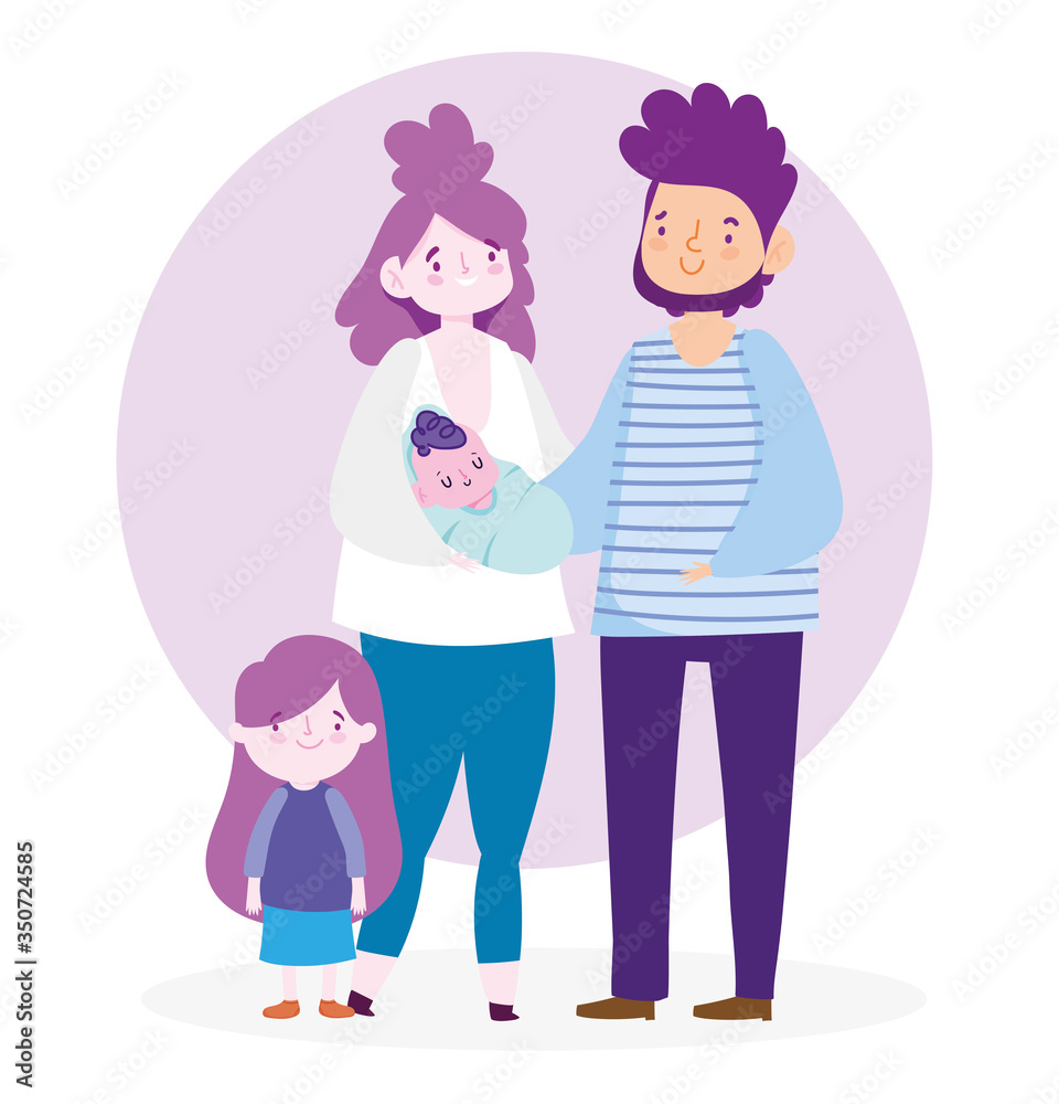Mother father baby and daughter vector design Mother father baby and daughter vector design