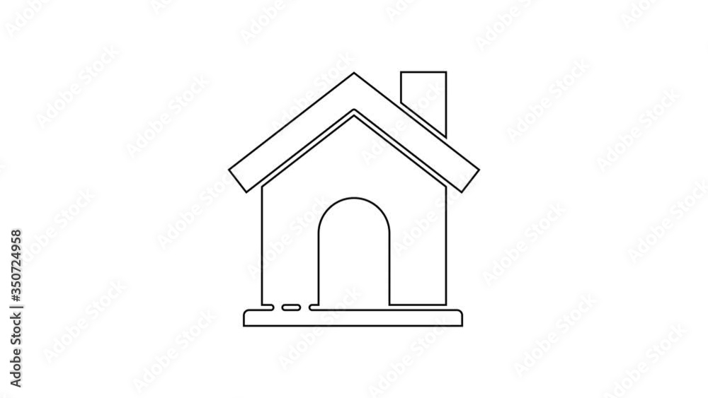 Black line House icon isolated on white background. Home symbol. 4K Video motion graphic animation Black line House icon isolated on white background. Home symbol. 4K Video motion graphic animation