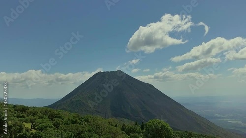 An aerial view of the Izalco volcano in El Salvador during a sunny day.