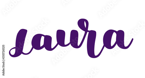 German spelling of the female name Laura. German lettering. Deutsch spelling. Calligraphy female name, isolated over white.