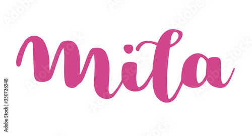 German spelling of the female name Mila. German lettering. Deutsch spelling. Calligraphy female name, isolated over white. photo