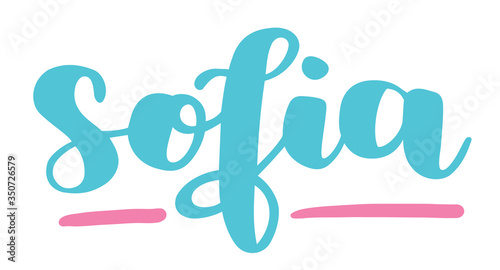 German spelling of the female name Sofia. German lettering. Deutsch spelling. Calligraphy female name, isolated over white.